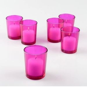 Pink Colored Glass Votive Candle Holders, Set of 12